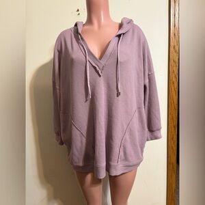 Altar’d State‎ Women’s Medium Waffle Knit V-neck Hoodie Pullover Boho Slouchy
